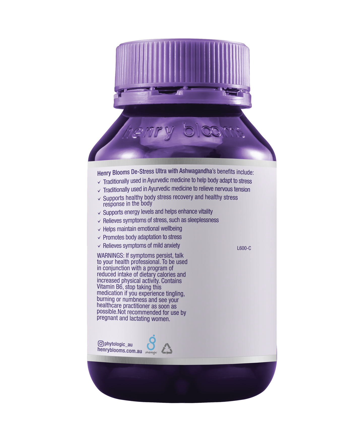 Henry Blooms De-Stress Ultra With Ashwaganda 60 caps