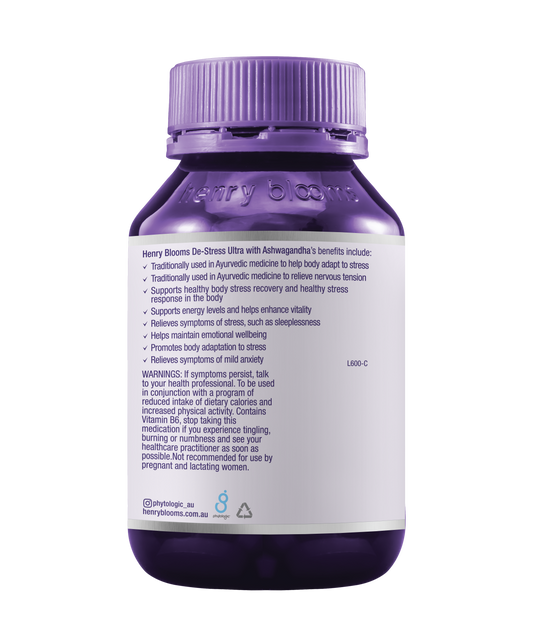 Henry Blooms De-Stress Ultra With Ashwaganda 60 caps